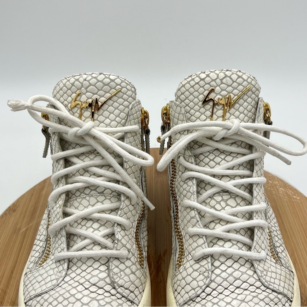 Giuseppe Zanotti Snakeskin White High Top Sneakers Size 42 - Picture 8 of 15